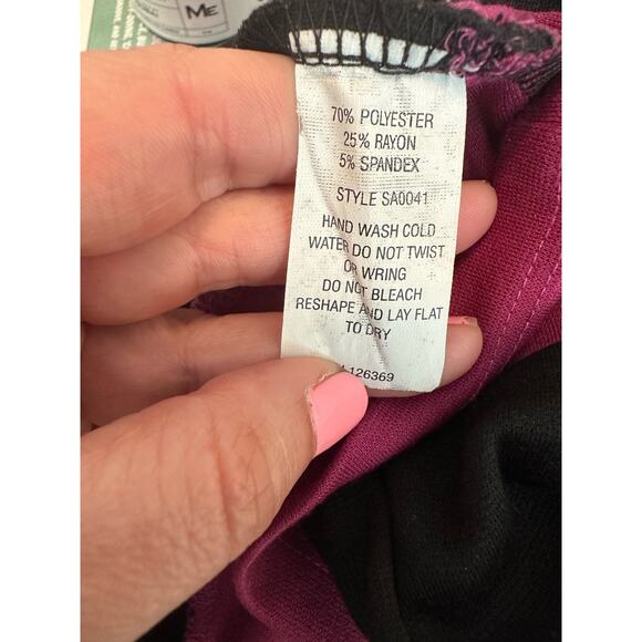 Basic House black pink stripes pull on mini skirt size Small - Picture 4 of 9